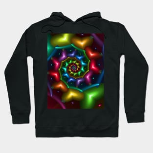 Rainbow Coloured Hearts Spiral Hoodie